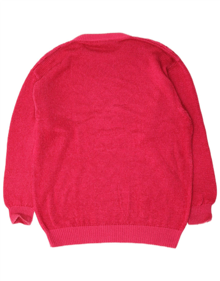 Suéter vintage masculino com gola redonda, grande algodão rosa