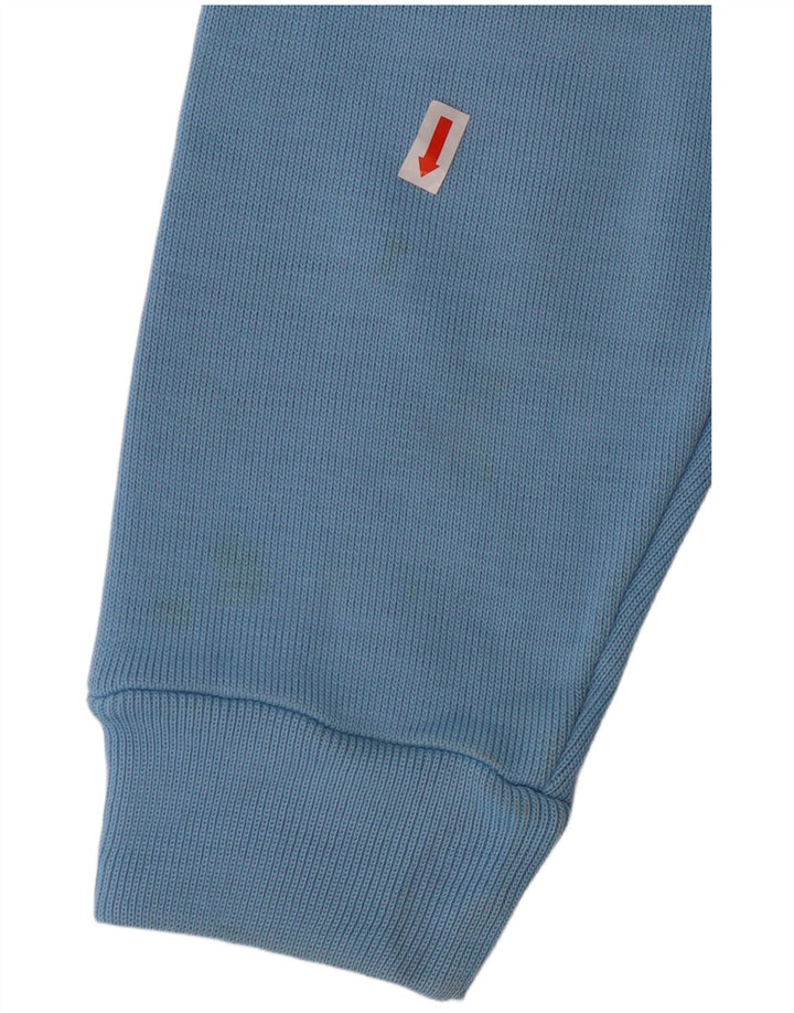 Suéter masculino VINTAGE com decote em V gráfico azul médio acrílico