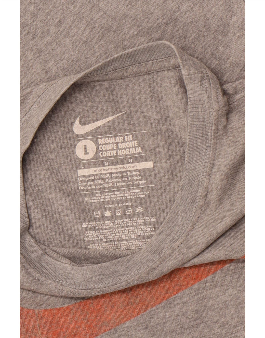 Camiseta masculina NIKE Regular Fit Graphic Top Grande Algodão Cinza