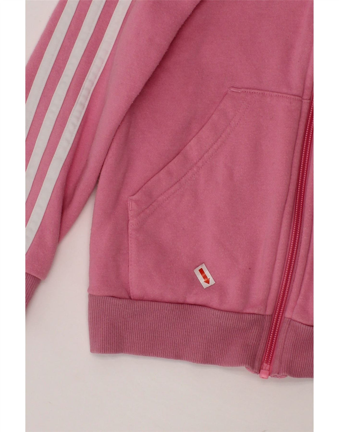 ADIDAS Suéter feminino com capuz e zíper 7-8 anos algodão rosa