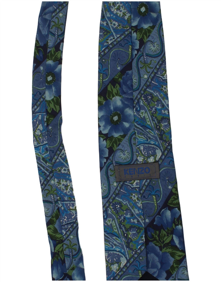 Gravata masculina Kenzo tamanho único azul floral seda designer