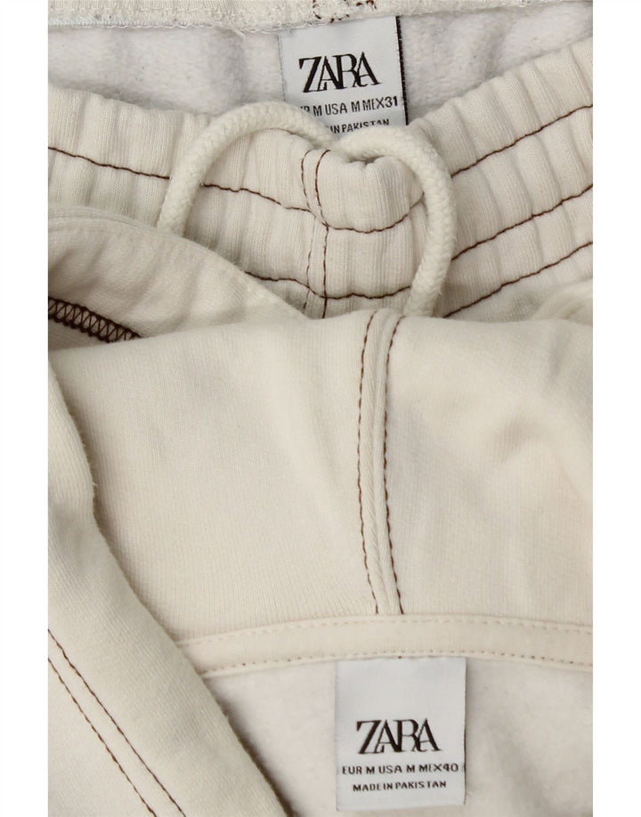 Zara Mens Hooded Full Tracksuit Médio Algodão Branco