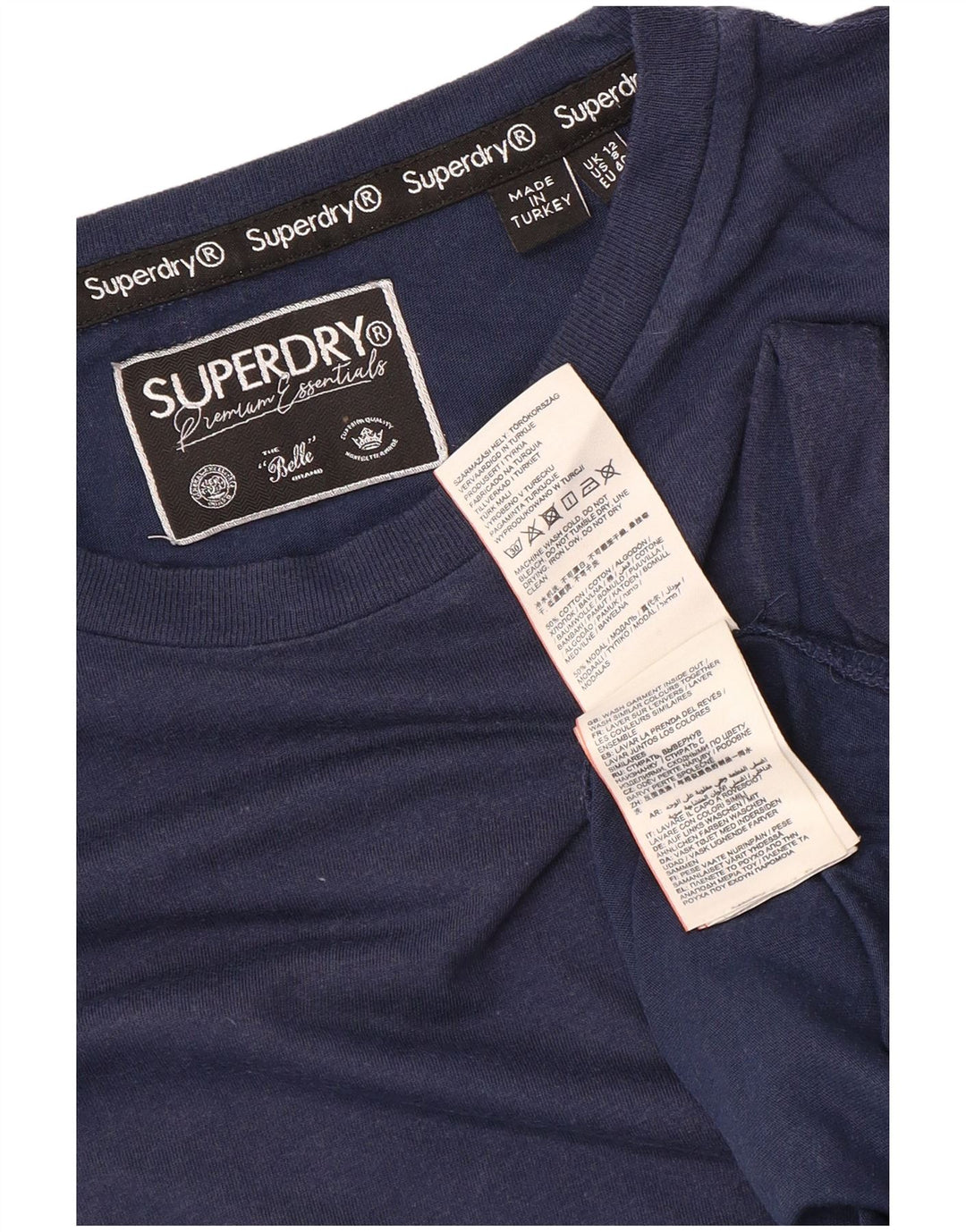 Camiseta feminina Superdry Top UK 12 algodão azul marinho médio
