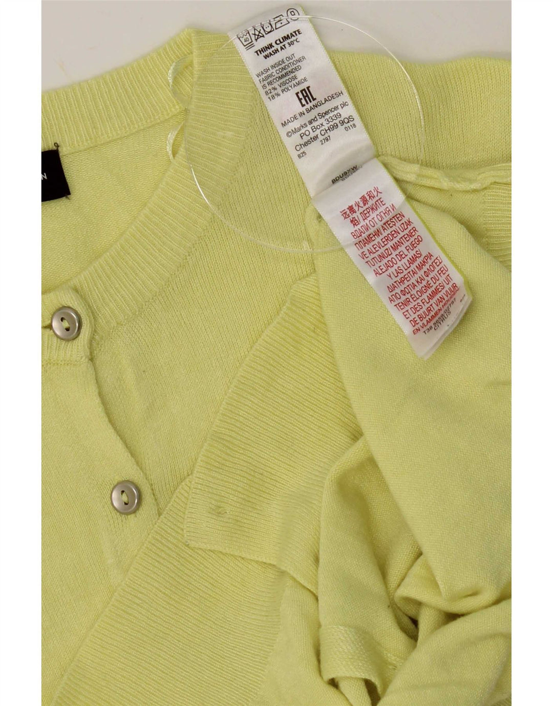 Suéter cardigã feminino Marks & Spencer UK 12 viscose amarela média