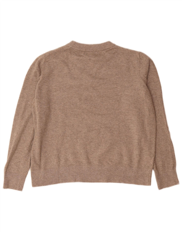 Suéter feminino Marks & Spencer com gola redonda Reino Unido 14 poliéster cinza médio