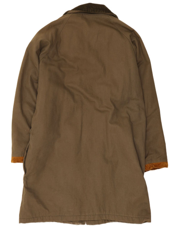 Casaco Duffle Zip Feminino Oversized UK 18 XL Algodão Cáqui