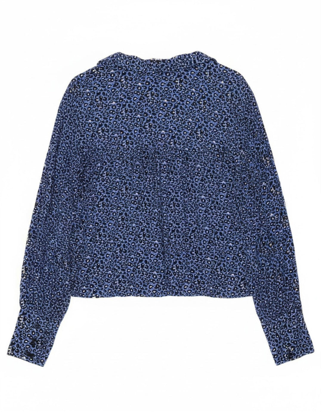 Camisa feminina Zara UK 14 azul médio estampa animal