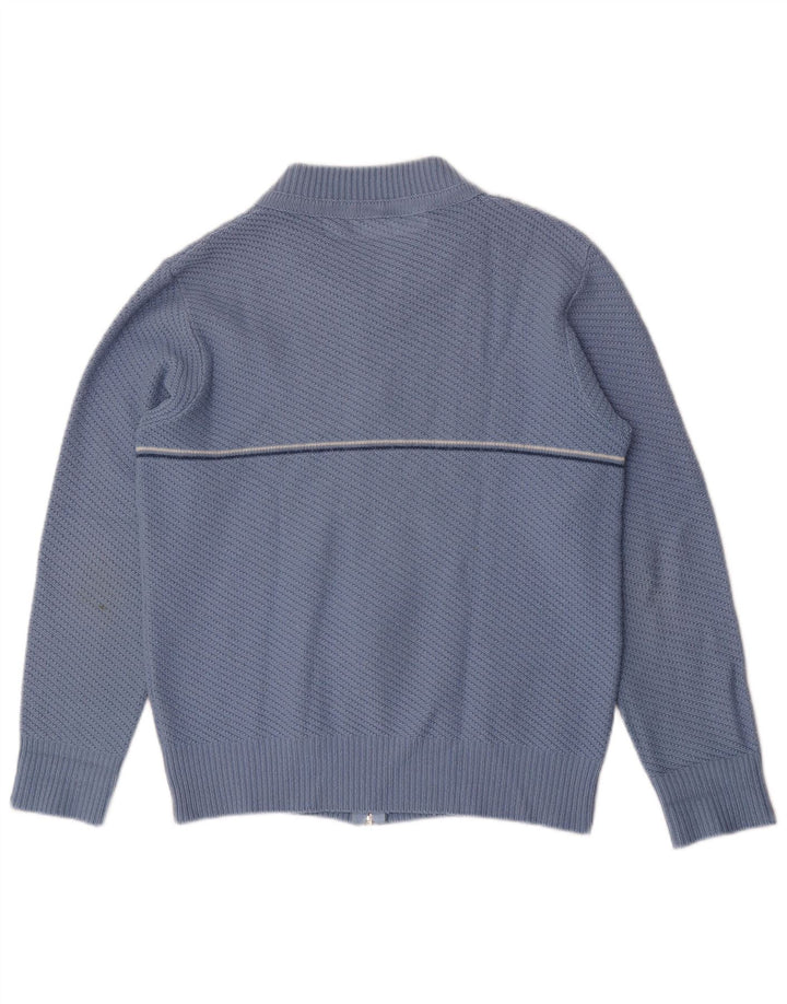 Suéter cardigã masculino vintage listrado azul médio