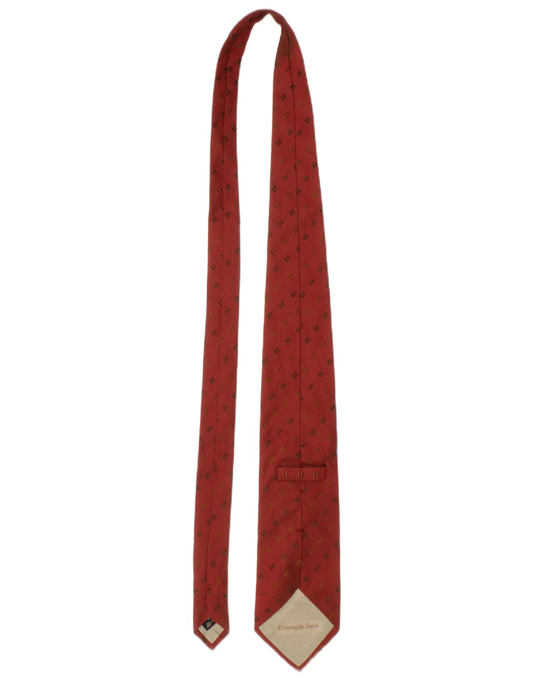 Gravata masculina Ermenegildo Zegna tamanho único vermelho geométrico de seda clássico
