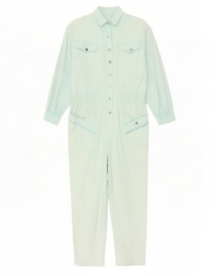 Macacão feminino vintage de manga comprida oversized UE 38 azul médio