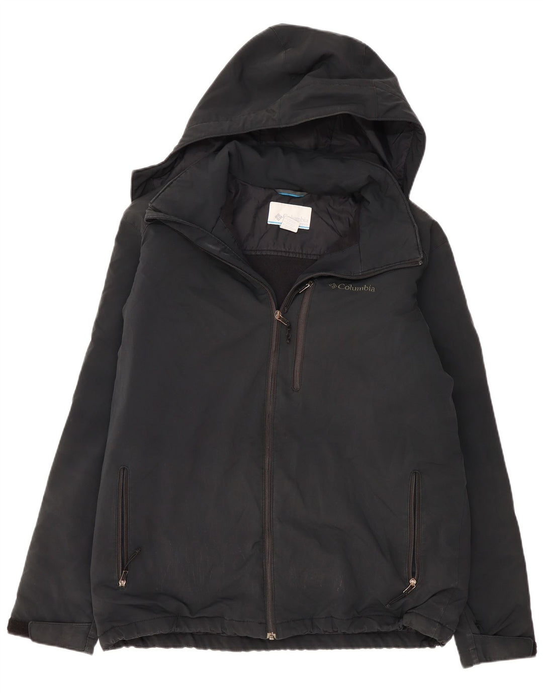 Jaqueta corta-vento masculina COLUMBIA com capuz UK 42 XL poliéster cinza