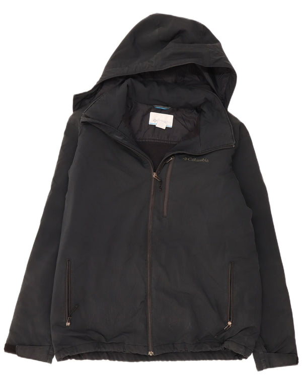 Jaqueta corta-vento masculina COLUMBIA com capuz UK 42 XL poliéster cinza