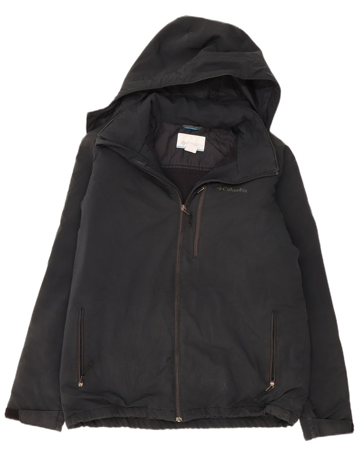 Jaqueta corta-vento masculina COLUMBIA com capuz UK 42 XL poliéster cinza