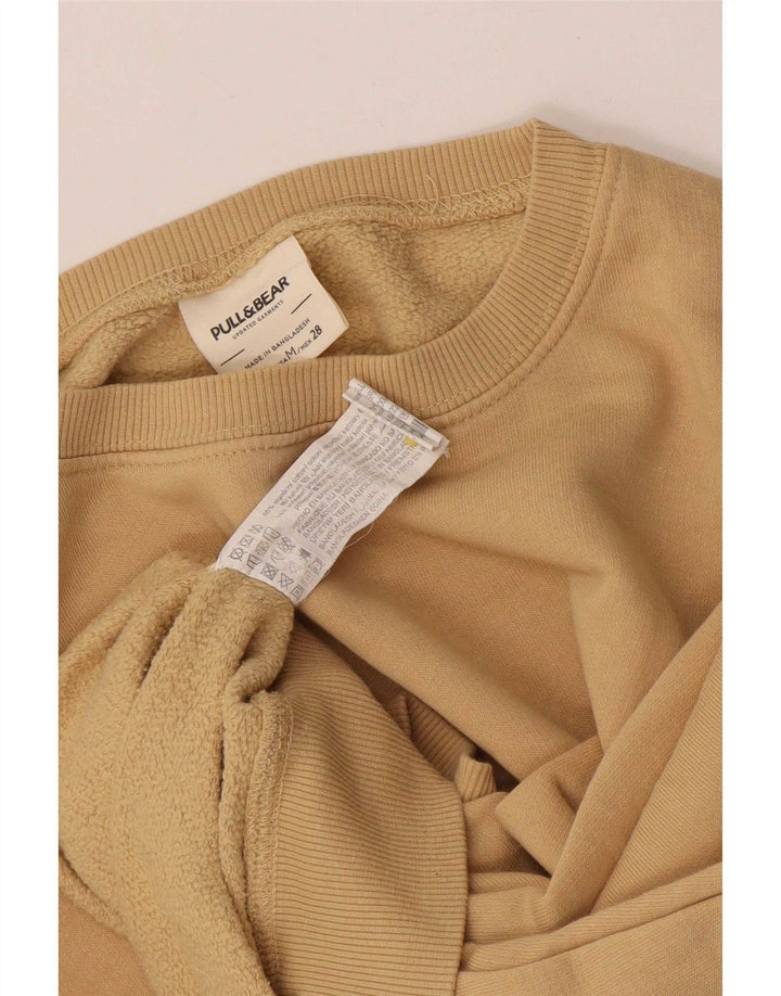 Jumper de moletom feminino grande Pull & Bear Reino Unido 14 algodão bege médio