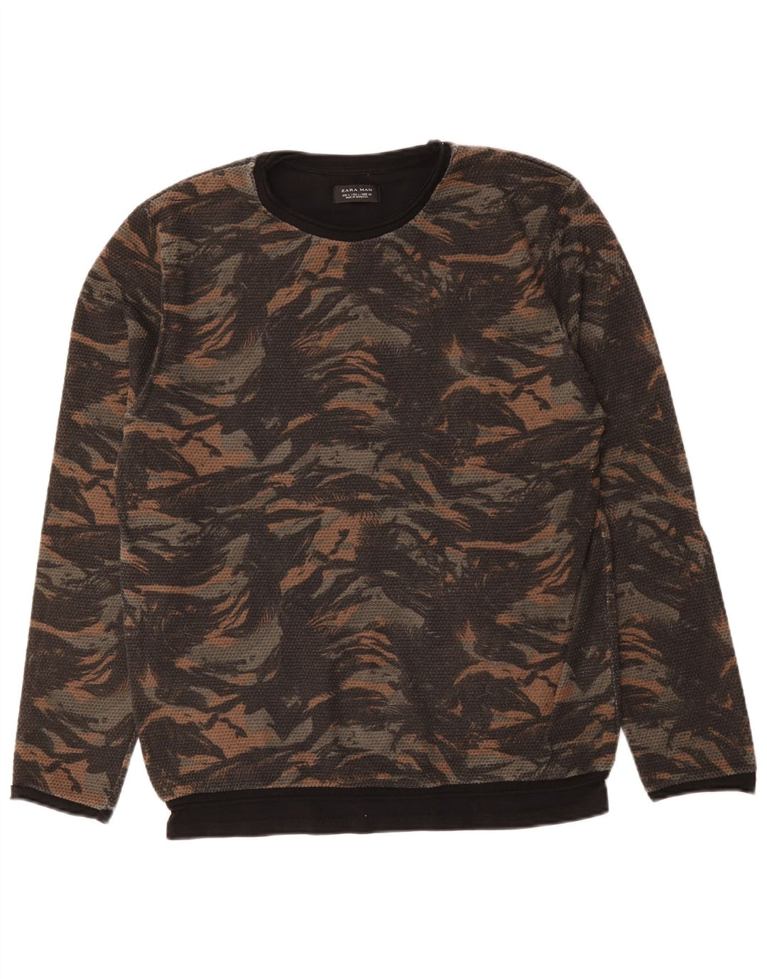 ZARA moletom masculino jumper grande algodão camuflado multicolorido