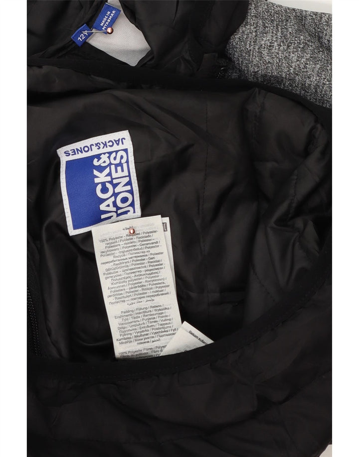 Jaqueta acolchoada com capuz para meninos Jack & Jones 11-12 anos preto colorblock