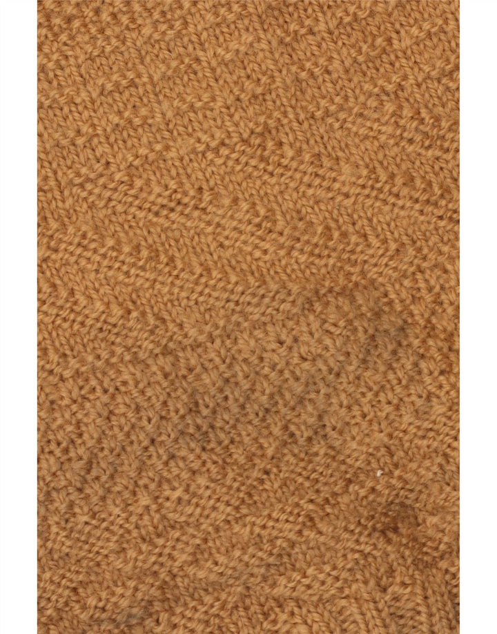 Suéter feminino VINTAGE com gola redonda Reino Unido 10 pequeno marrom