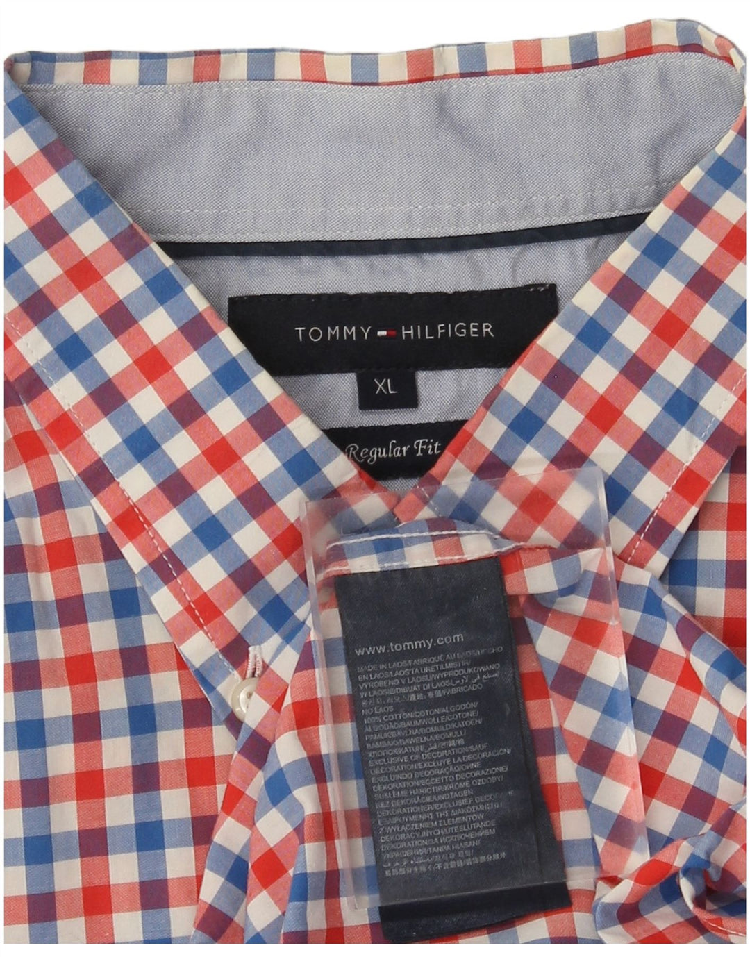 Camisa masculina de manga curta Tommy Hilfiger XL algodão xadrez multicolorido