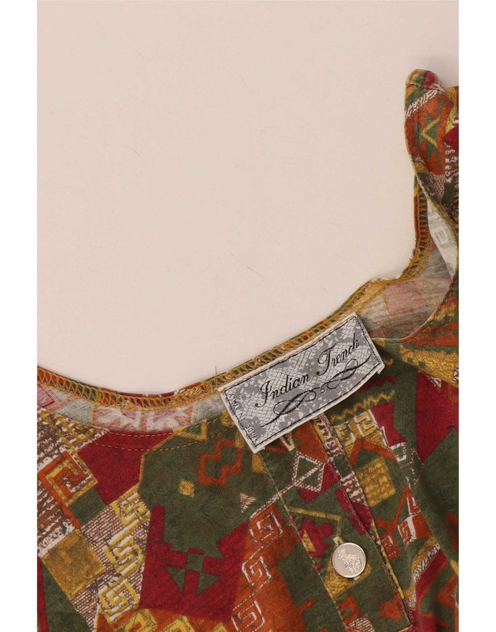 Colete feminino vintage Top UK 10 pequeno geométrico multicolorido
