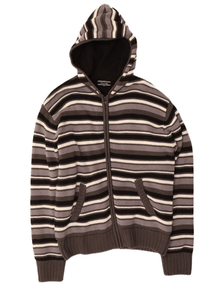 MAURO FERRINI Suéter cardigã masculino com capuz 2XL listrado multicolorido