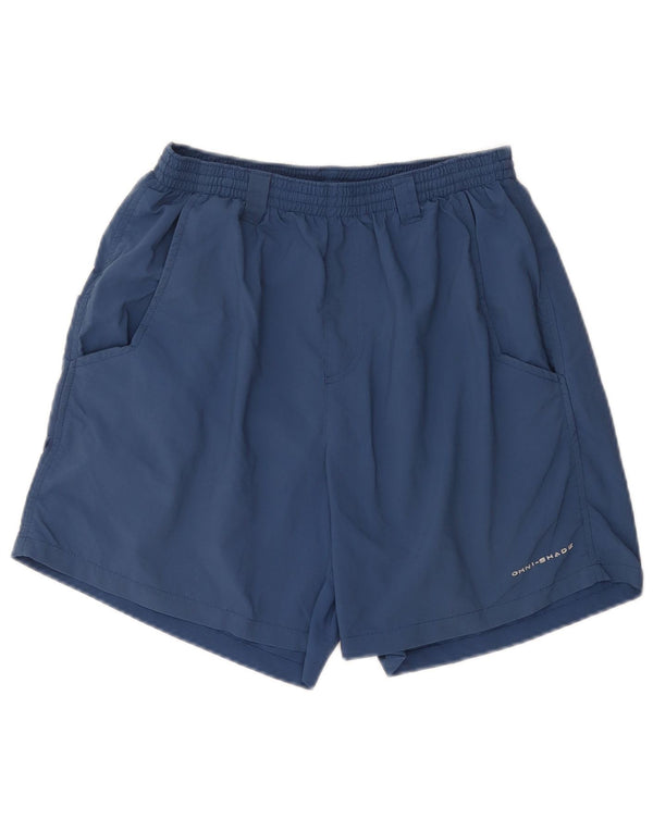 Shorts esportivos masculinos Columbia Omni-Shade pequenos nylon azul marinho