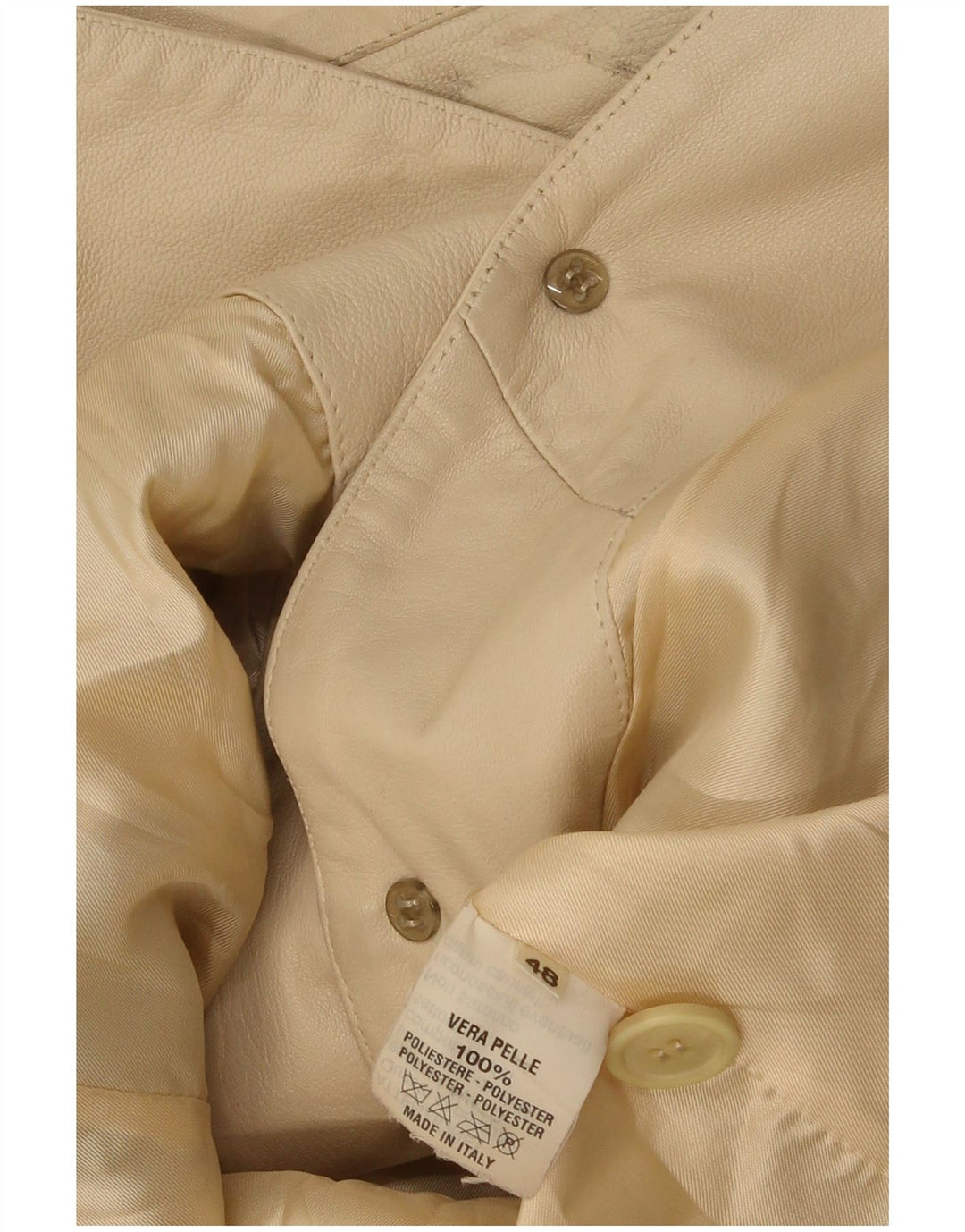 Jaqueta blazer feminina vintage de couro com 3 botões IT 48 XL couro bege