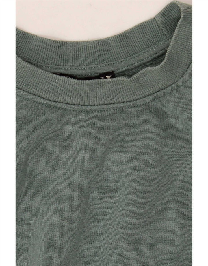 Zara Womens Crop Oversized Moletom Jumper UK 14 Médio Algodão Verde