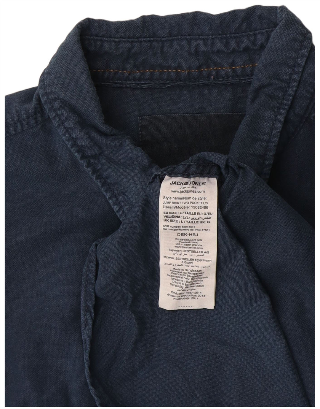 Camisa masculina Jack & Jones grande algodão azul marinho