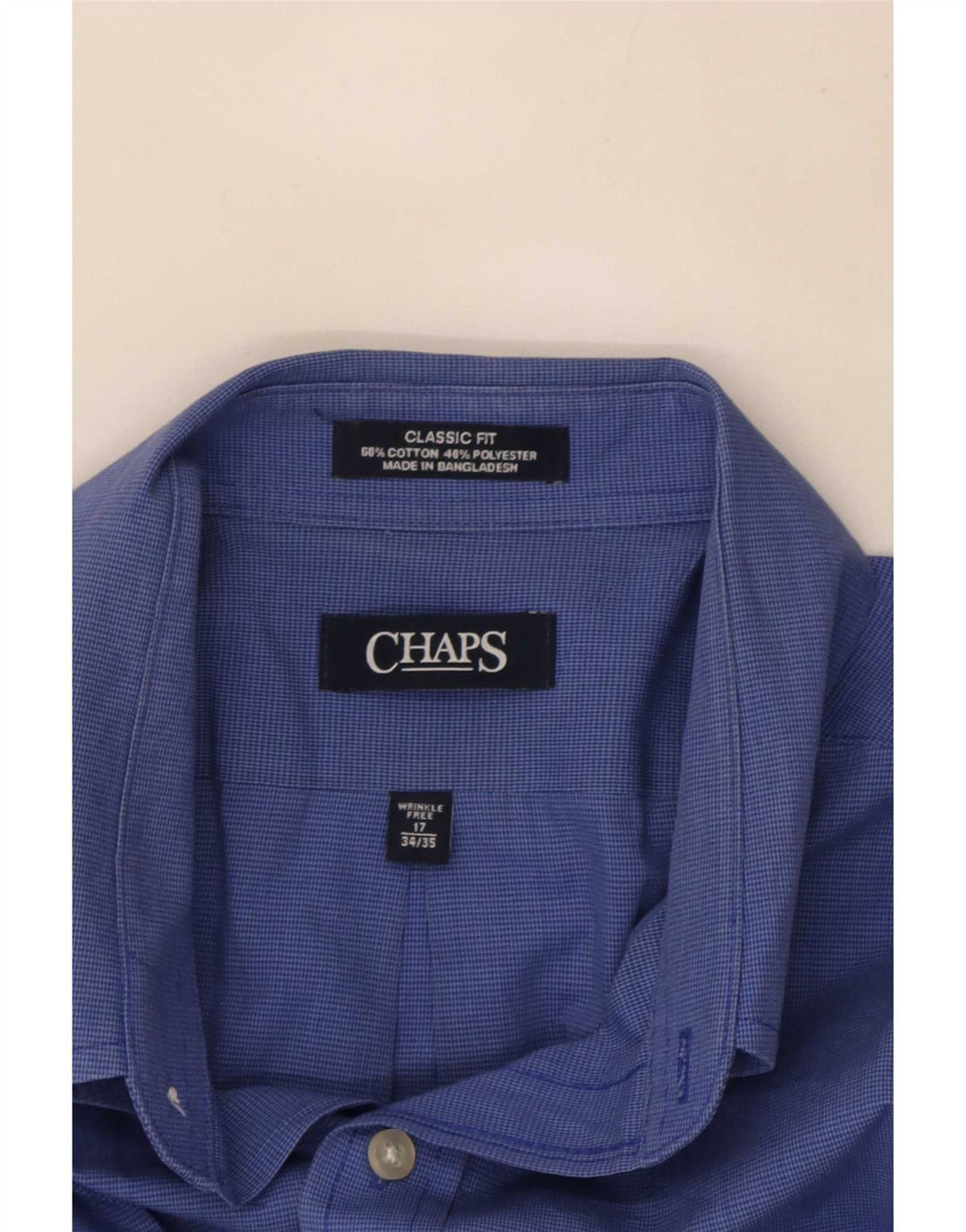 Camisa masculina Chaps Classic Fit tamanho 17 XL azul houndstooth algodão