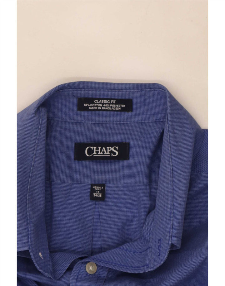 Camisa masculina Chaps Classic Fit tamanho 17 XL azul houndstooth algodão