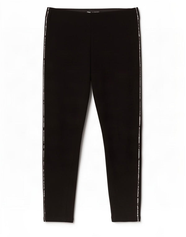 Zara Calça feminina skinny cortada grande W30 L24 preta viscose
