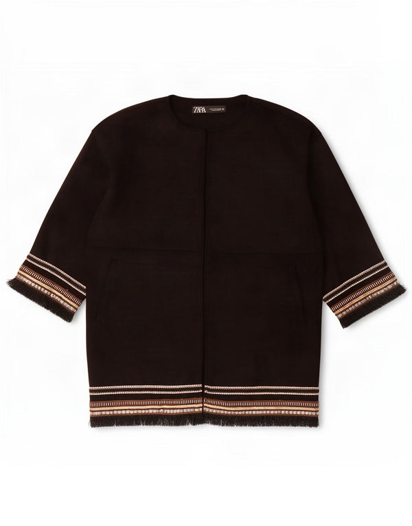 Sobretudo aberto Zara feminino oversized manga 3/4 Reino Unido 6 XS preto listrado