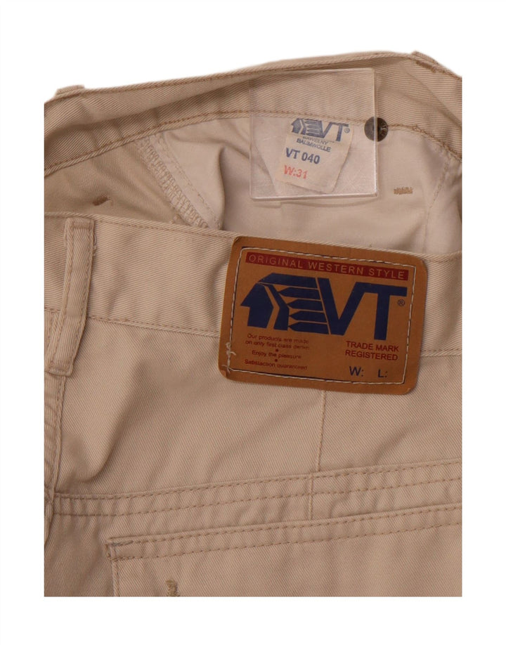 Shorts cargo masculino VINTAGE de cintura alta W31 algodão bege médio