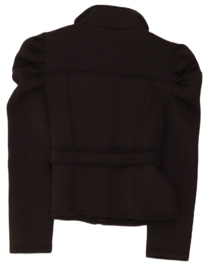 Zara Womens Bomber Jacket UK 14 Grande Poliéster Preto