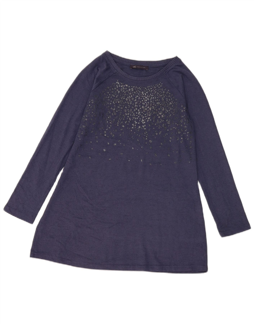 Túnica feminina de manga comprida Marks & Spencer Reino Unido 10 pequena azul marinho