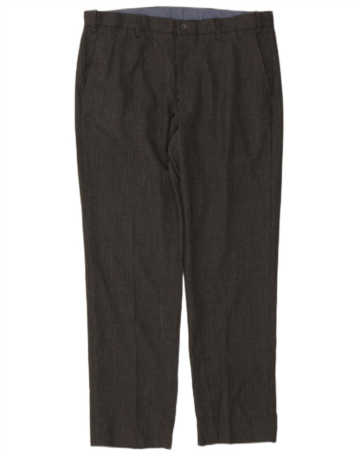 Calça masculina de terno reto MARKS & SPENCER W36 L31 poliéster cinza