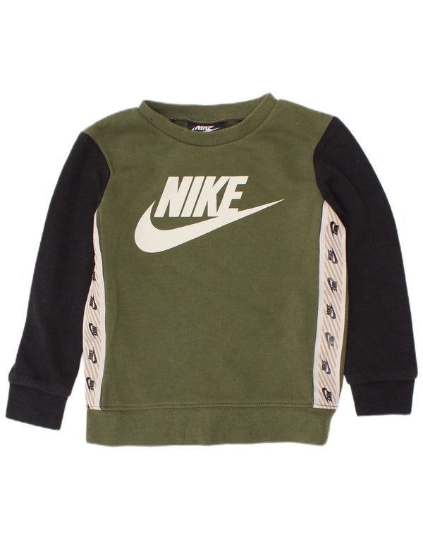 Moletom gráfico Nike Boys Jumper 2-3 anos verde colorblock algodão