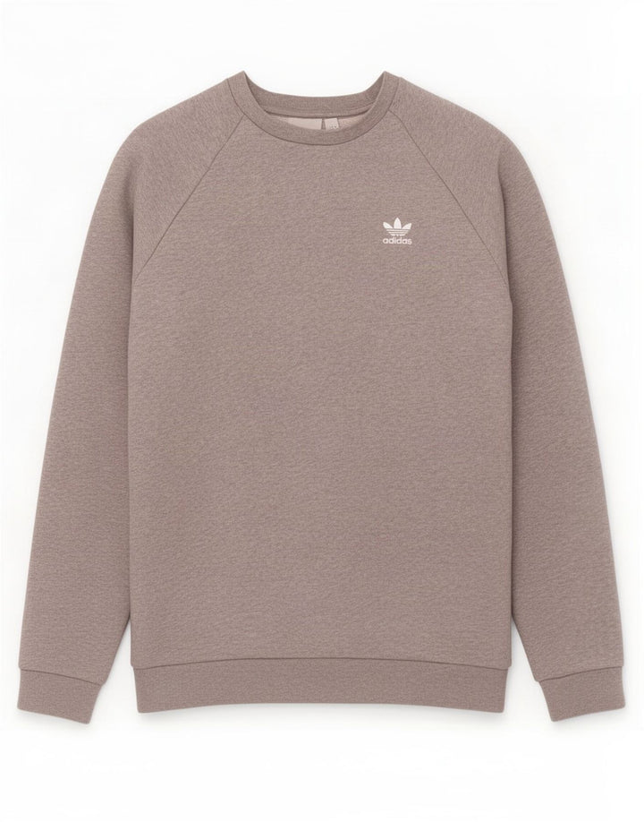 Adidas Mens Moletom Jumper Médio Cinza Algodão Flecked