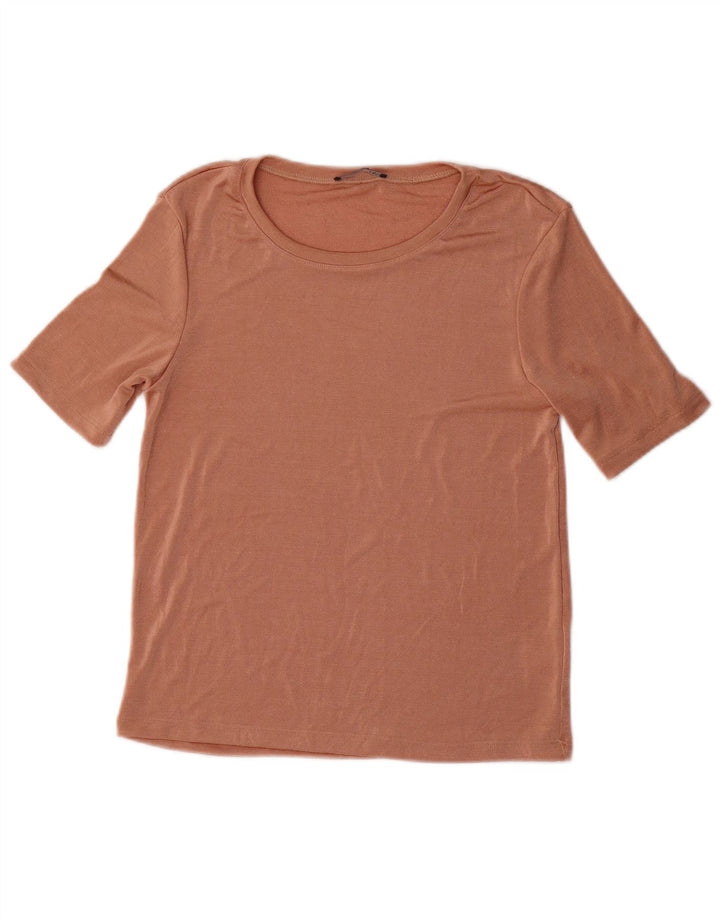 Camiseta feminina Zara UK 12 poliéster rosa médio