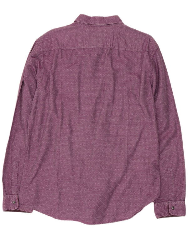 Camisa masculina Slim Fit Hugo Boss XL algodão manchado roxo