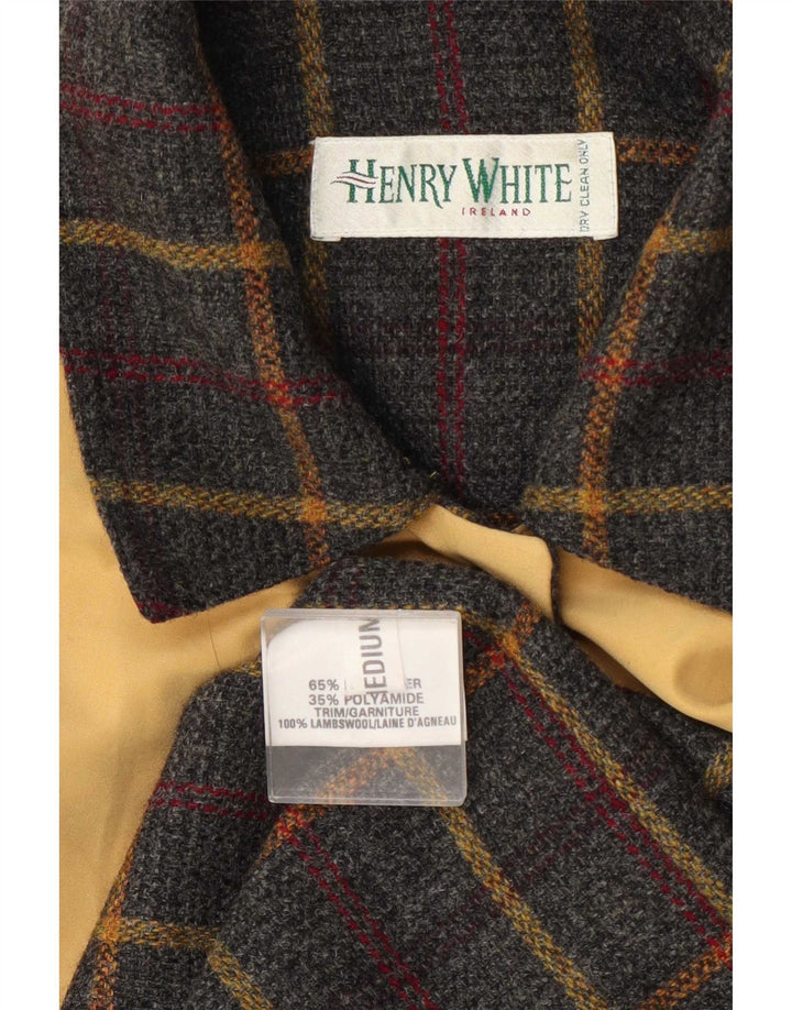 Sobretudo feminino Henry White UK 14 poliéster xadrez amarelo médio