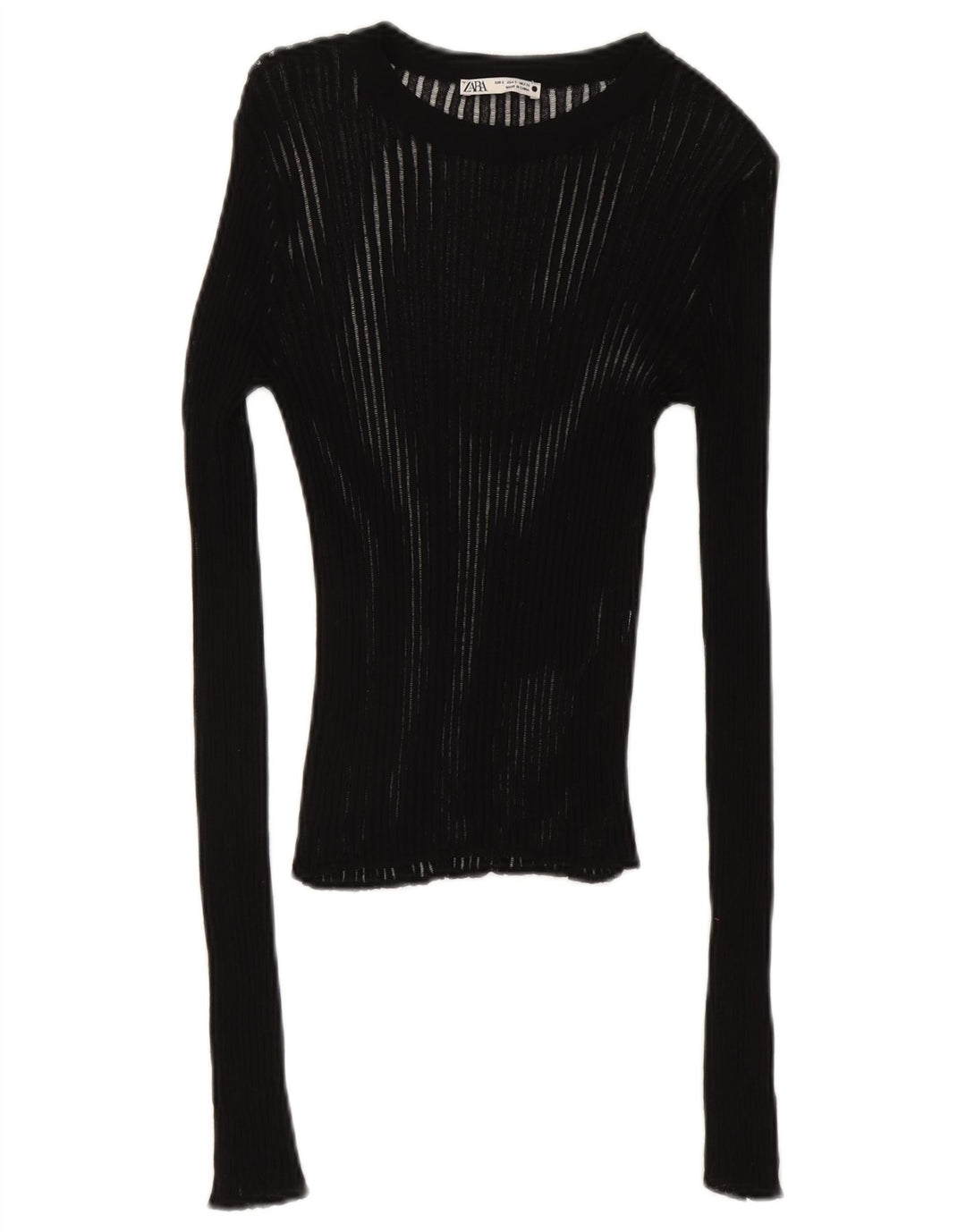 Top feminino Zara manga comprida UK 8 pequeno preto