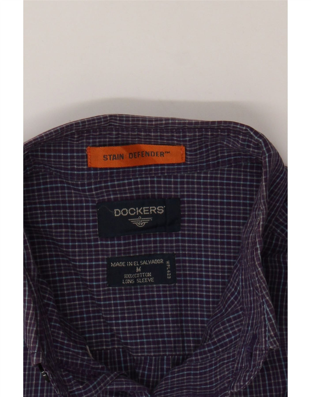 Camisa masculina DOCKERS de algodão xadrez roxo médio