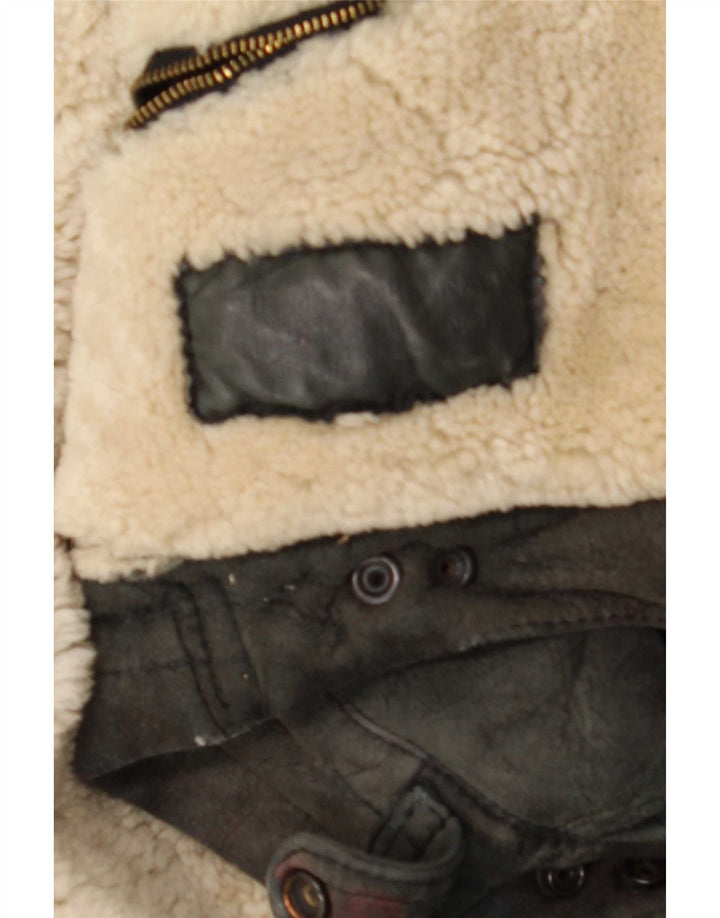 Jaqueta masculina vintage shearling IT 50 grande preta