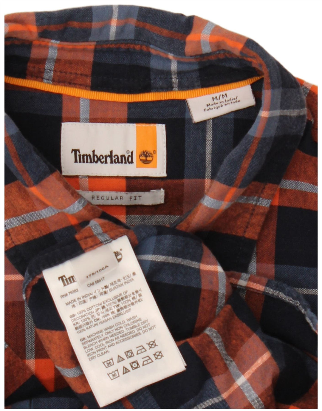 Camisa masculina Timberland manga curta regular fit médio xadrez azul marinho