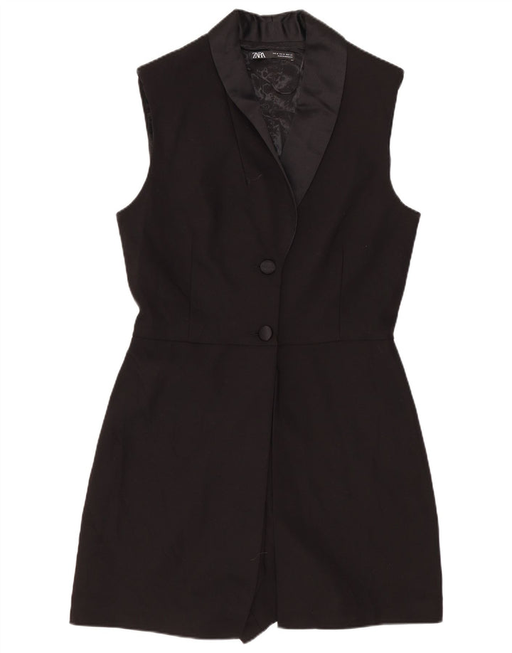 Macacão feminino sem mangas Zara UK 12 algodão preto médio