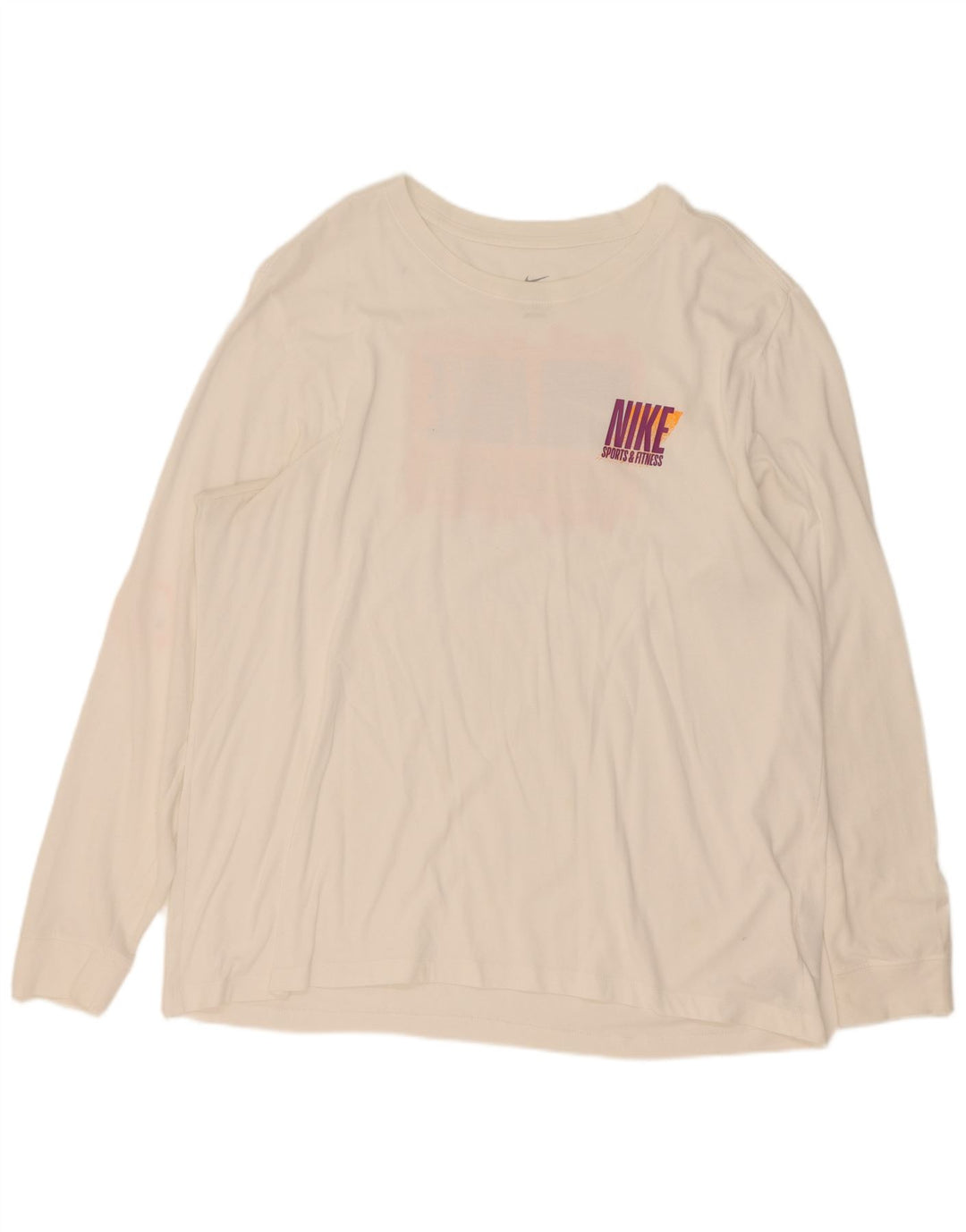 Top gráfico Nike masculino Dri Fit manga comprida 2XL algodão branco