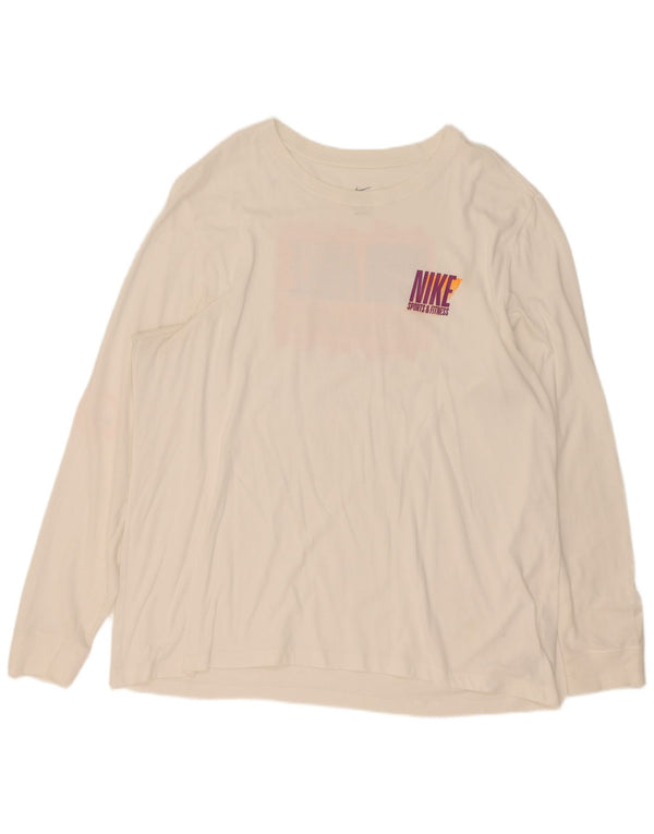 Top gráfico Nike masculino Dri Fit manga comprida 2XL algodão branco