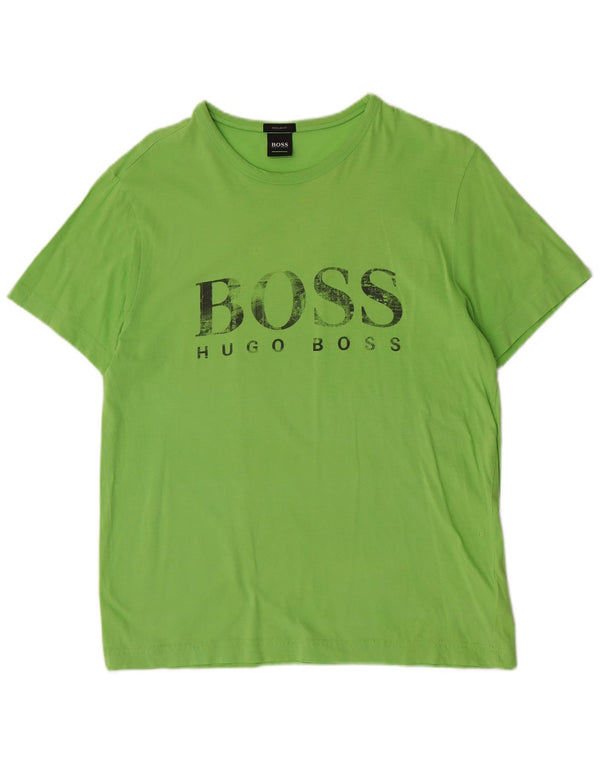 Camiseta masculina Hugo Boss com estampa regular de algodão verde médio