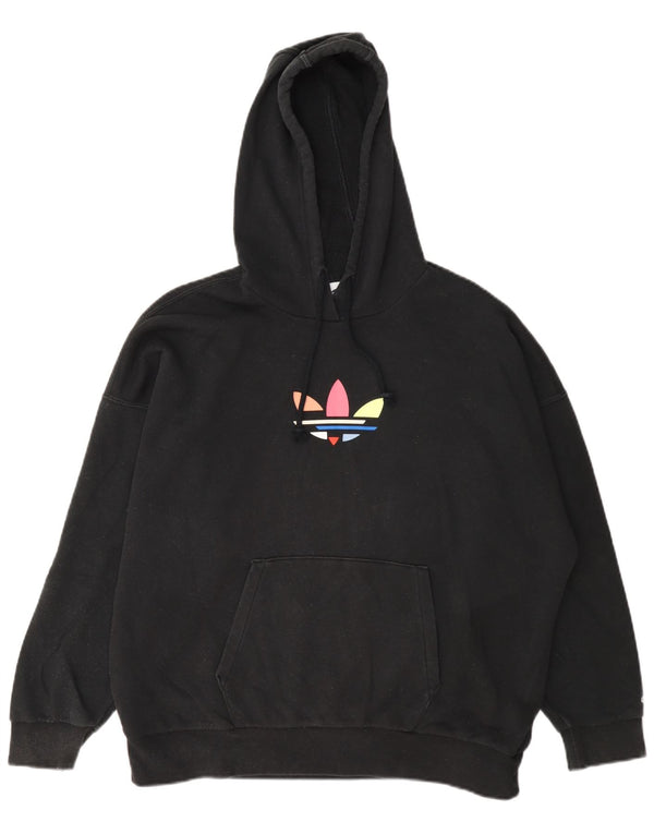 Adidas feminino gráfico oversized moletom com capuz UK 4 XS algodão preto